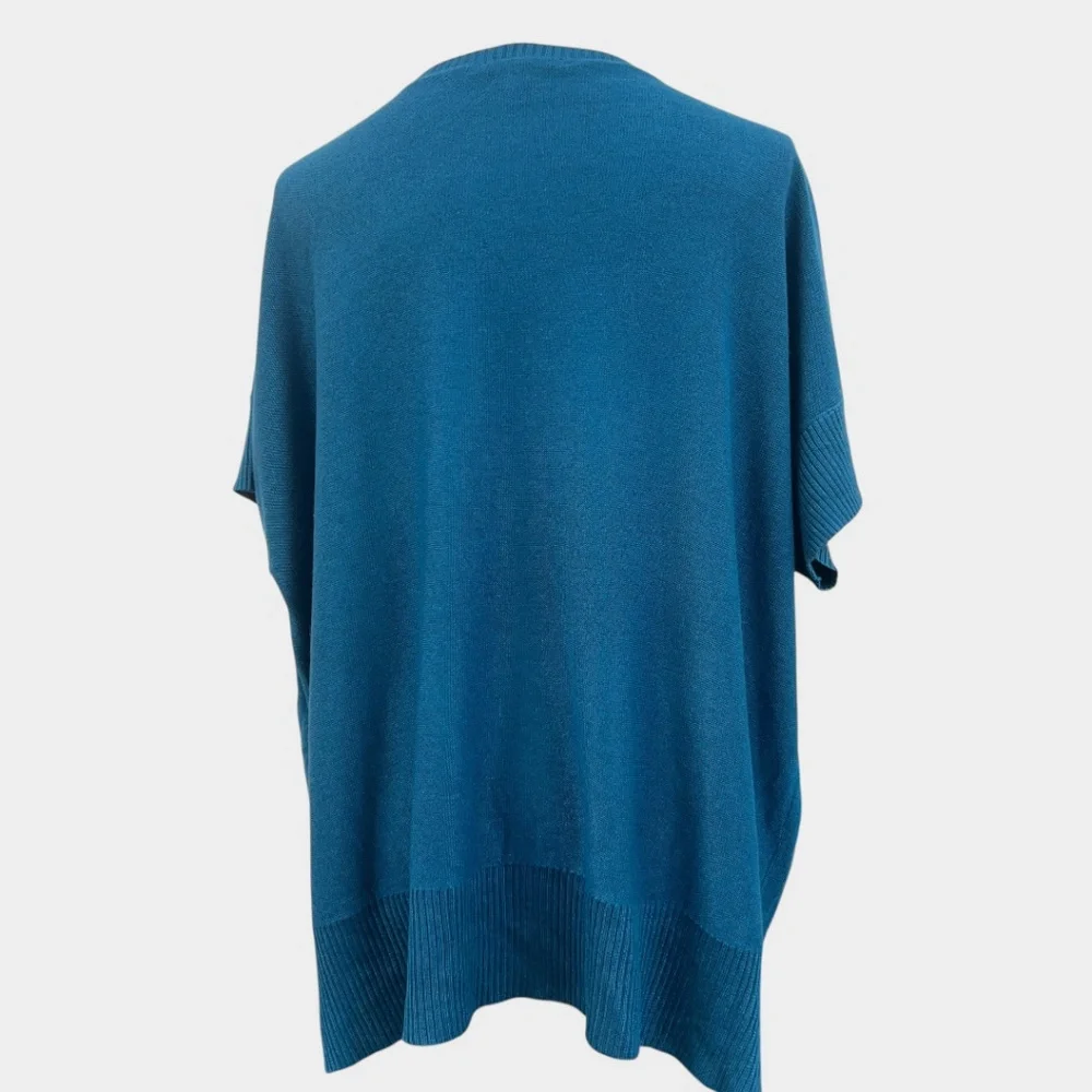 Eileen Fisher Woman Sweater Womens 1X Blue Tencel‎ Merino Oversized Tunic Knit